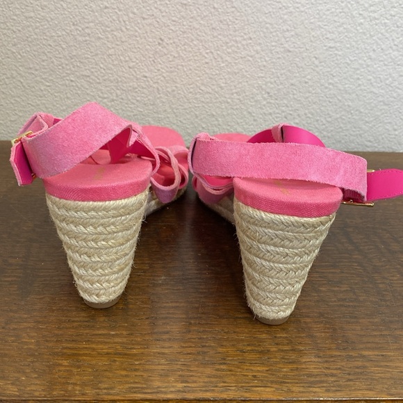 Cole Haan Crystal Wedge Sandals Pink Suede NWOT Size 8 - Picture 6 of 10